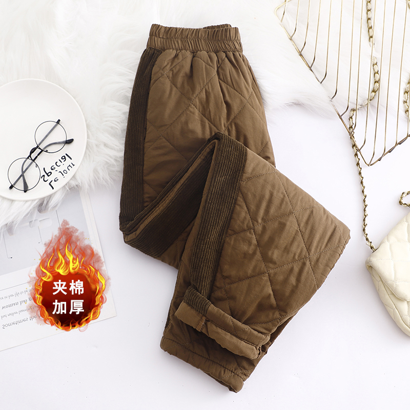 Corduroy Pant Warm - Kadife Patchwork pamuk yastıklı kalınlaşmak sıcak