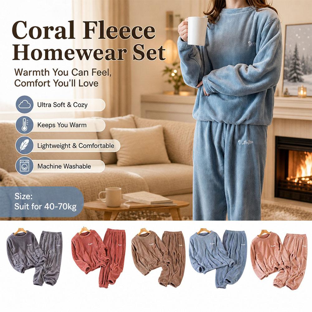 Corduroy Pant Warm - Mercan Polar Ev Giyim Takımı, Kadın